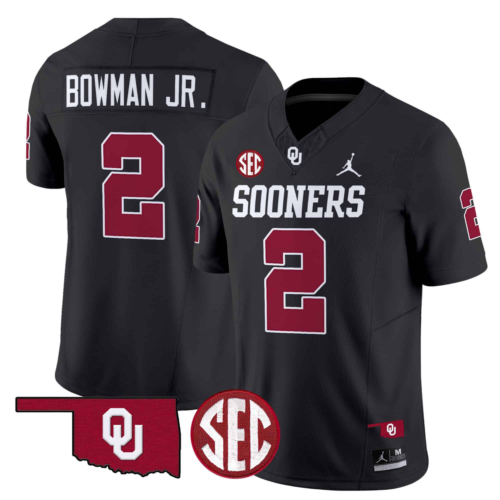 Men Oklahoma Sooners 2 Bowman jr Black 2024 Vapor Limited NCAA Jersey style 1